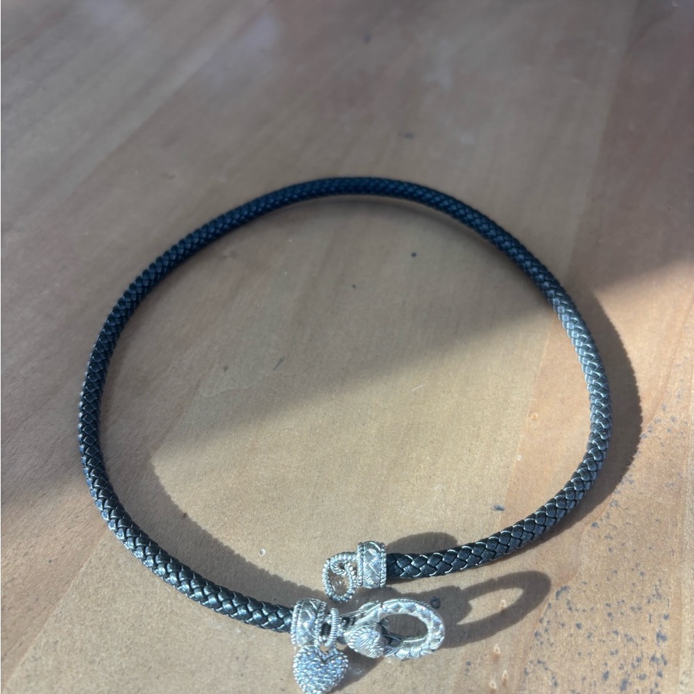 Judith Ripka Braided Necklace with Heart Charm